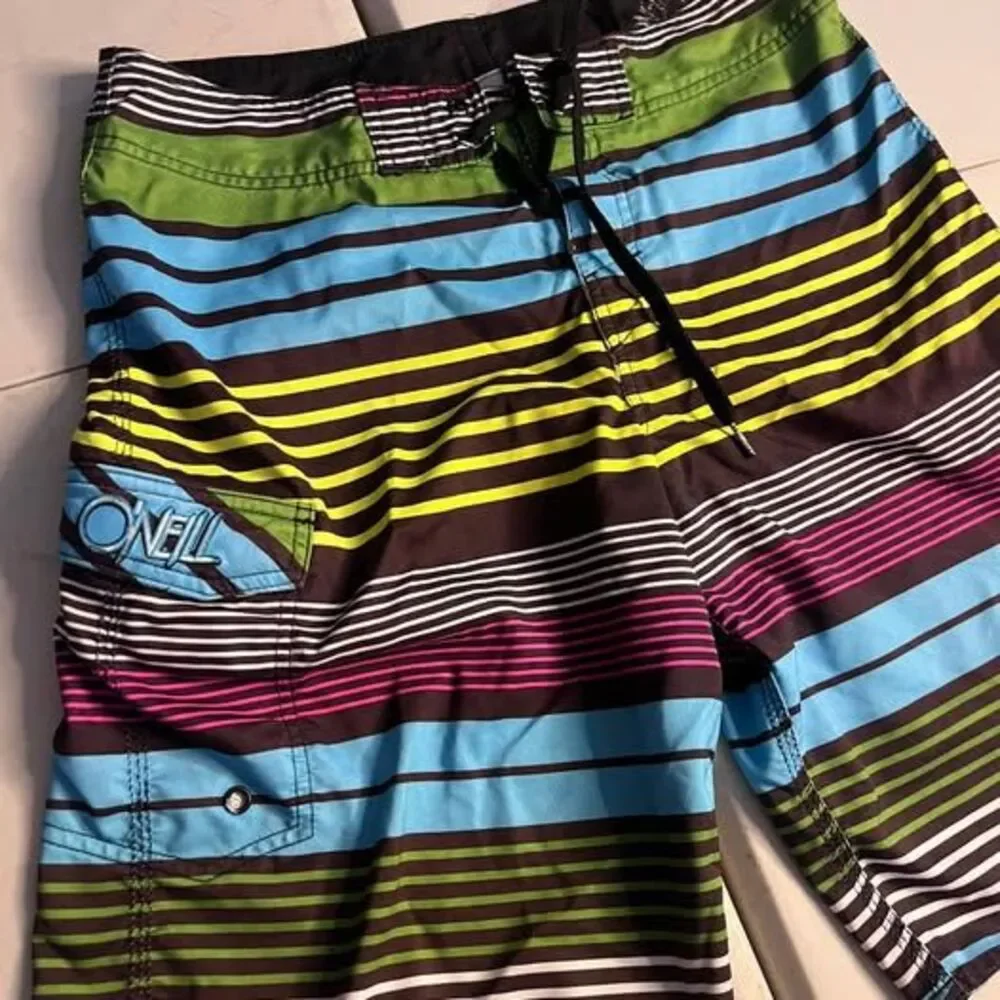 O’Neill Men’s 32  Multicolor Striped Board Shorts Swim Trunks